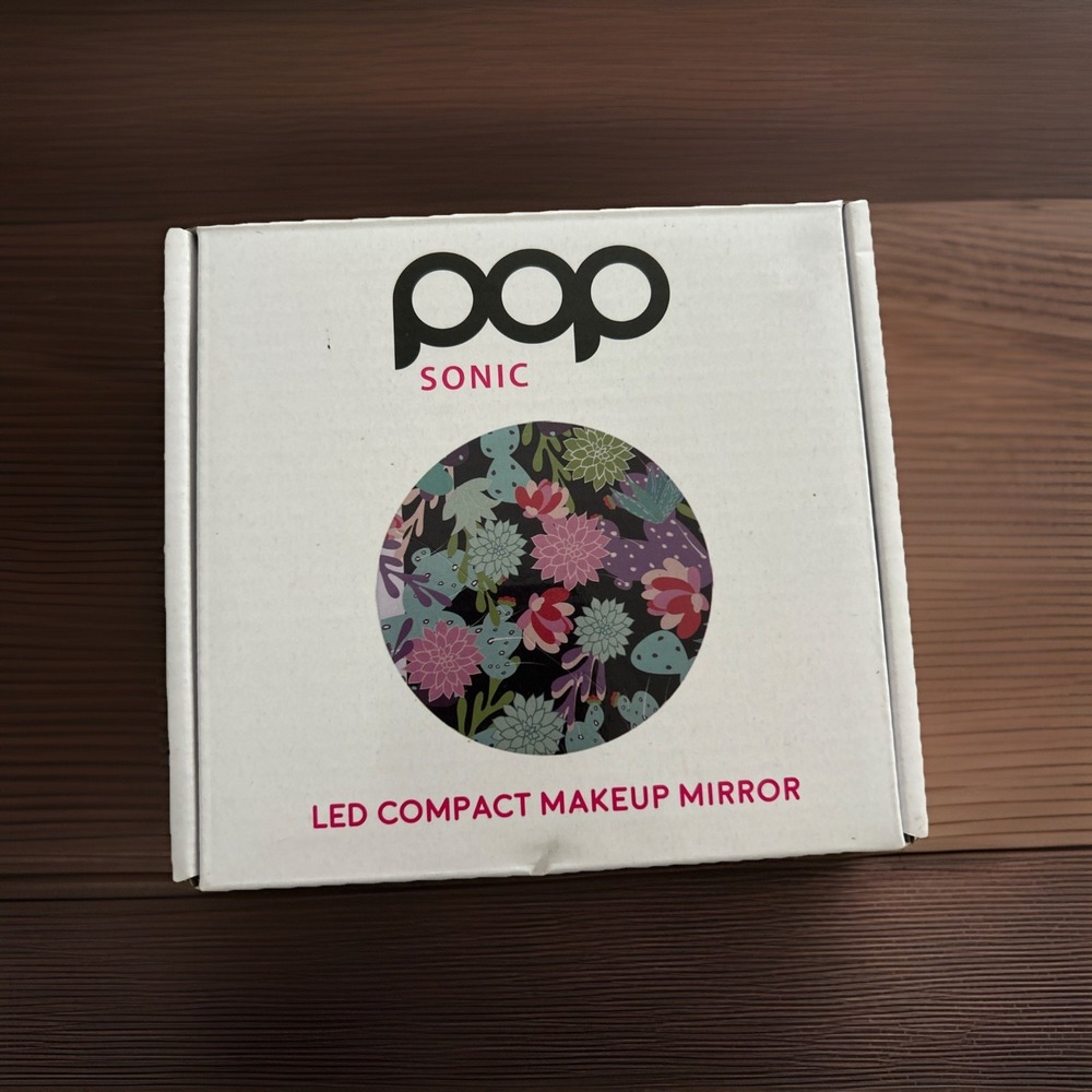 POP Sonic LED Makeup Mirror 1x 5x Magnification Battery Floral New Open Box